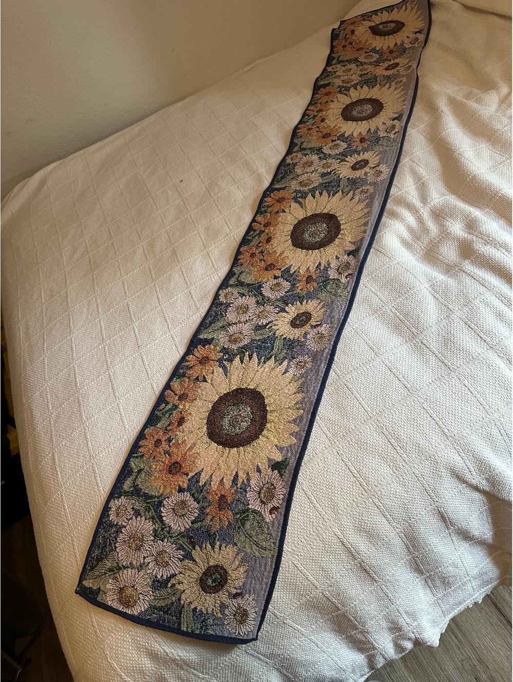 Sunflower and Daisy Floral Tapestry Table Runner